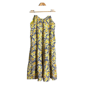 THML Yellow Floral Maxi Dress large summer flowy with pockets